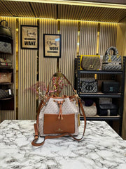 Michael Kors Maeve Medium Bucket Bag With Dust Bag Beige Brown 100829