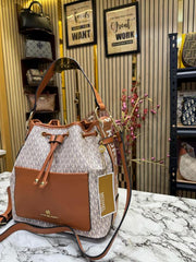 Michael Kors Maeve Medium Bucket Bag With Dust Bag Beige Brown 100829