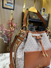 Michael Kors Maeve Medium Bucket Bag With Dust Bag Beige Brown 100829