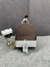 Michael Kors Rhea Medium Color-Block Brown Logo Backpack Brown 13003 With Dust Bag