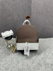 Michael Kors Rhea Medium Color-Block Brown Logo Backpack Brown 13003 With Dust Bag