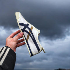 Onitsuka Tiger Mexico 66 Slip On Beige Navy Blue Sneakers For Mens