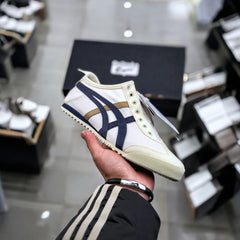 Onitsuka Tiger Mexico 66 Slip On Beige Navy Blue Sneakers For Mens