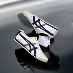 Onitsuka Tiger Mexico 66 Slip On Beige Navy Blue Sneakers For Mens