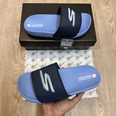 SKECHERS HYPER BURST S LOGO SLIDE BLUE