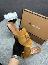 Loro Piana Summer Charms Brown suede Flat Slides For Her With OG Box Brown