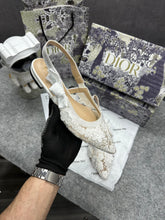 Christian Dior JAdior Slingback Transparent Mesh White Dior Embroidery Flat With OG Box Dust Bag & Carry Bag