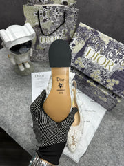 Christian Dior JAdior Slingback Transparent Mesh White Dior Embroidery Flat With OG Box Dust Bag & Carry Bag