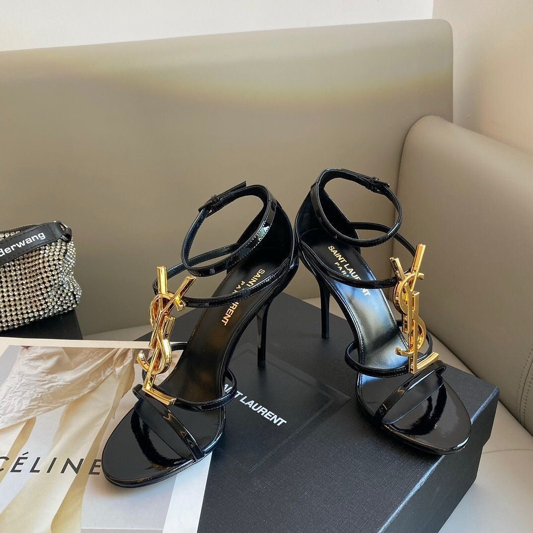 Ysl Saint Laurent Paris Gold Patent Leather Monogram Cassandra