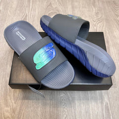 2025 Skechers Go Recover Utopo Logo Premium Grey Navy Slides