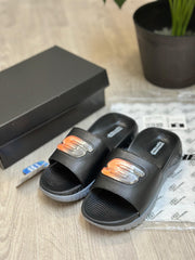 2025 Skechers Go Recover Utopo Logo Premium Black Slides