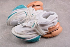 Balmain Neoprene and leather Unicorn low-top sneakers - White Brown Blue