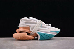 Balmain Neoprene and leather Unicorn low-top sneakers - White Brown Blue