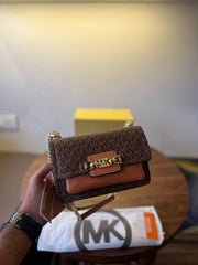 Michael Kors MK Heather Shoulder Bag With OG Box & Dust Bag (100836 Coffee Brown)