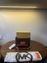 Michael Kors MK Heather Shoulder Bag With OG Box & Dust Bag (100836 Coffee Brown)