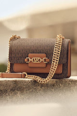 Michael Kors MK Heather Shoulder Bag With OG Box & Dust Bag (100836 Coffee Brown)