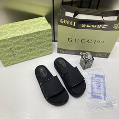 Gucci GG Women Platform Slide Sandal Black With OG Box Carry Bag 1892 Black
