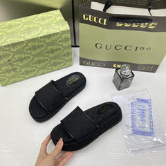 Gucci GG Women Platform Slide Sandal Black With OG Box Carry Bag 1892 Black