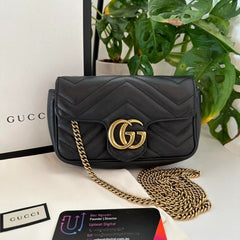 Gucci GG Marmont Mini Matelasse Shoulder Bag With OG Box & Dust Bag (Black - 906)