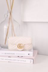Gucci GG Marmont Mini Matelasse Shoulder Bag With OG Box & Dust Bag (White - 907)