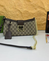 Gucci Padlock Brown & Khakhi Small Shoulder Bag With OG Box & Dust Bag 88278 Brown & Khaki