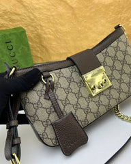 Gucci Padlock Brown & Khakhi Small Shoulder Bag With OG Box & Dust Bag 88278 Brown & Khaki