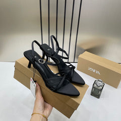 Zara Heels Black High Quality Wid OG Box & Dust Bag 8359 Black