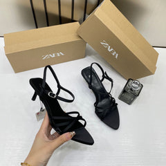 Zara Heels Black High Quality Wid OG Box & Dust Bag 8359 Black