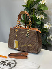 Michael Kors Cynthia Signature Bag With Dust Bag (5340 Coffee Brown)