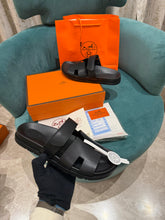 Hermes Calfskin Mens Chypre Sandals black