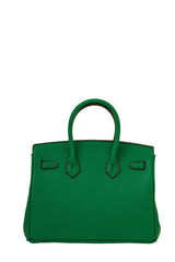 Hermes Malachite Green Togo Leather Rose Gold Hardware Birkin Bag With Dust Bag & OG Box (BK25 Malachite Green)