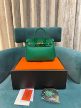 Hermes Malachite Green Togo Leather Rose Gold Hardware Birkin Bag With Dust Bag & OG Box (BK25 Malachite Green)