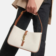 Ysl Saint Laurent Canvas Brown Le 5 7 Shoulder Bag With OG Box & Dust Bag 903 Canvas Brown