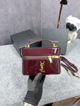 Ysl Saint Laurent Black Gaby Patent Leather Vanity Bag With OG Box & Dust Bag 77106 Mirror Burgundy
