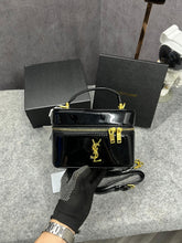 Ysl Saint Laurent Black Gaby Patent Leather Vanity Bag With OG Box & Dust Bag 77106 Mirror Black