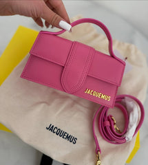 Jacquemus Leather LE Bambino With Sling Strap OG Box & Dust Bag (109-1 Plum Pink)