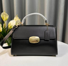 Coach Eliza Top Handle Premium Crossbody Bag With OG Magnetic Gift Box & Dust Bag (Black - 911)