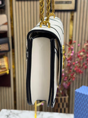 Tory Burch White Diamond Quilt Leather Eleanor Shoulder Bag With OG Box & Dust Bag TR084 White