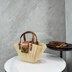 Celine Teen Triomphe Couffin Wicker With Dust Bag 610 Brown