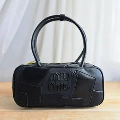 Miu Miu Versatile Long Handle Black Leather Shoulder Bag With Dust Bag 502 Black