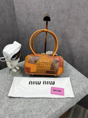 Miu Miu Versatile Long Handle Brown Leather Shoulder Bag With Dust Bag 502 Brown