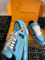 Virgil Abloh Iconic LV Trainer sneaker Blue With Double Box Made in Italy