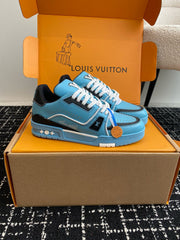 Virgil Abloh Iconic LV Trainer sneaker Blue With Double Box Made in Italy