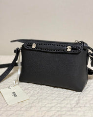 Fendi Black Leather Mini By The Way Crossbody Bag With OG Box & Dust Bag 529 Black