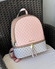 Michael Kors Rhea Medium Color-Block Pink Logo Backpack Pink 1003