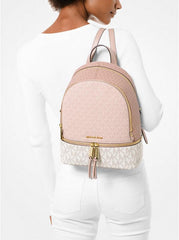 Michael Kors Rhea Medium Color-Block Pink Logo Backpack Pink 1003