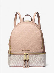 Michael Kors Rhea Medium Color-Block Pink Logo Backpack Pink 1003