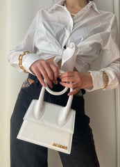 Jacquemus Le Chiquito Noeud Bag With OG Box Dust Bag & Extra Sling Belt (White - 655)