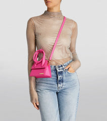 Jacquemus Le Chiquito Noeud Bag With OG Box Dust Bag & Extra Sling Belt (Pink - 655)