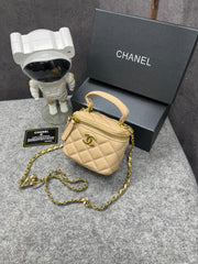 Chanel Mini Lambskin Vanity Bag Apricot With OG Box & Dust Bag 757631 Apricot